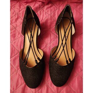 J. Renee Black Metallic Flats Ladies Size 8